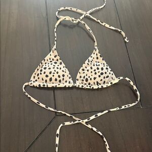Beige and Black Dalmatian Print Triangle Bikini Top